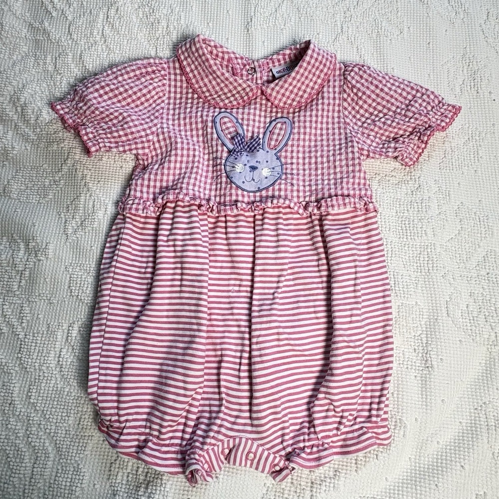 Okie Dokie Bunny One Piece Outfit Sz 18 Mo Girls Soft Butterflies On Back Spring